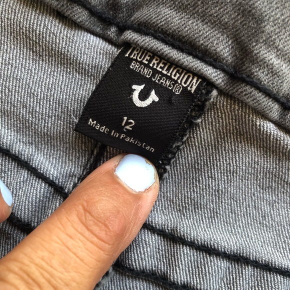 True Religion Ricky Relaxed-Fit Straight Gray Jeans Denim Pants Girls Size 12 - Picture 4 of 16